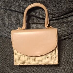 Chic Tan and Cream Woven Shoulder Bag